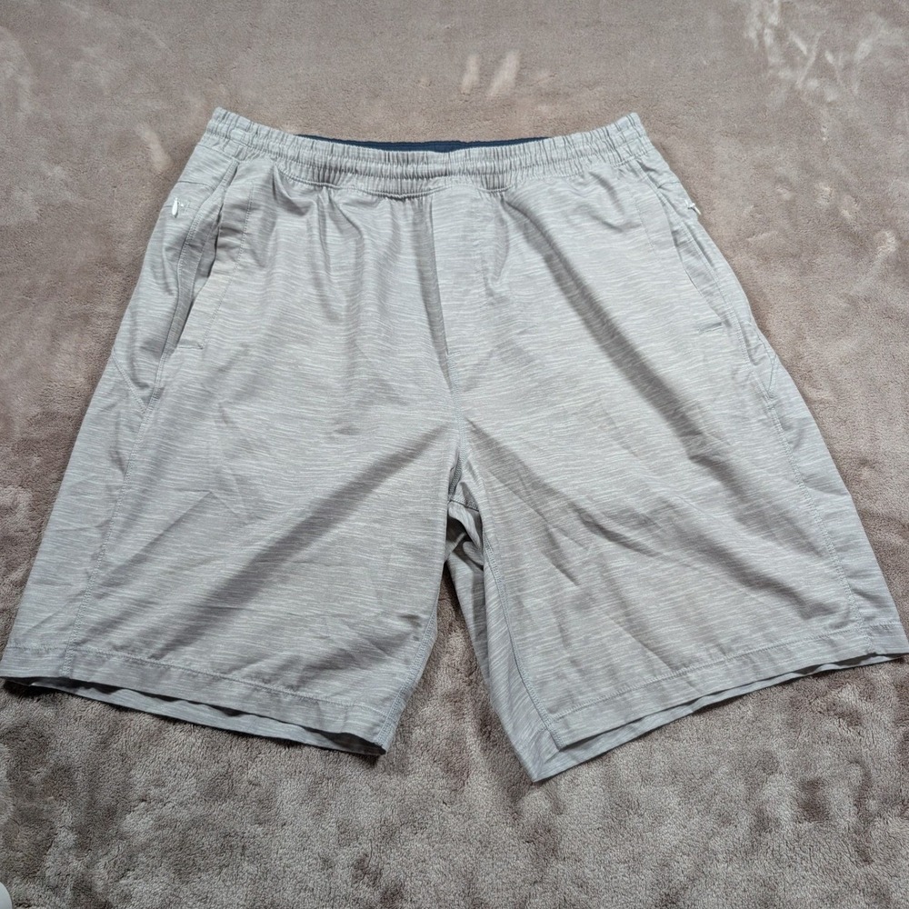 Birddogs Gym Shorts Men XXL Gray Space Dye Elastic Waist Zipper Pockets Athletic
